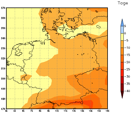 Gebietsmittel dieses Klimalaufs: -4 Tage