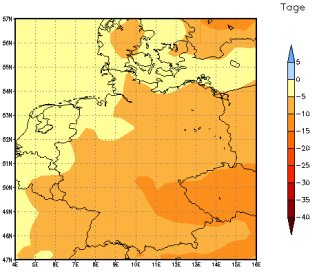 Gebietsmittel dieses Klimalaufs: -5 Tage