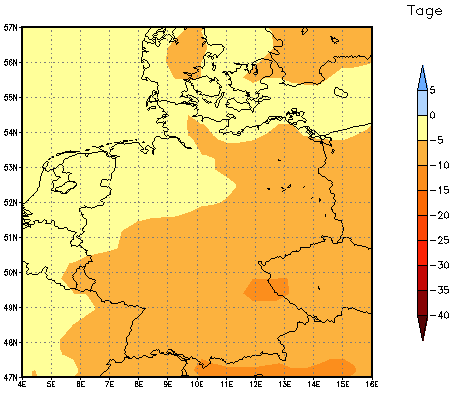 Gebietsmittel dieses Klimalaufs: -4 Tage