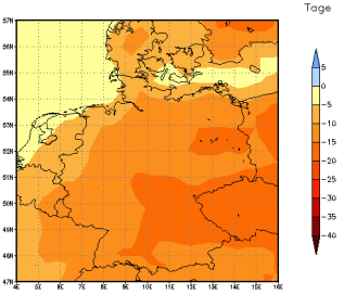 Gebietsmittel dieses Klimalaufs: -11 Tage