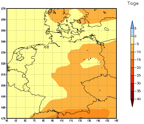 Gebietsmittel dieses Klimalaufs: -4 Tage