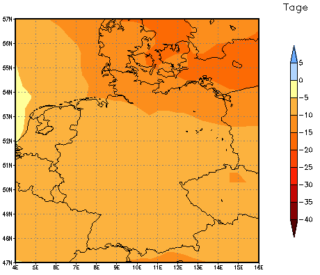 Gebietsmittel dieses Klimalaufs: -12 Tage