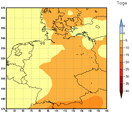 Gebietsmittel dieses Klimalaufs: -5 Tage