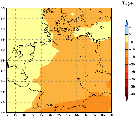 Gebietsmittel dieses Klimalaufs: -5 Tage