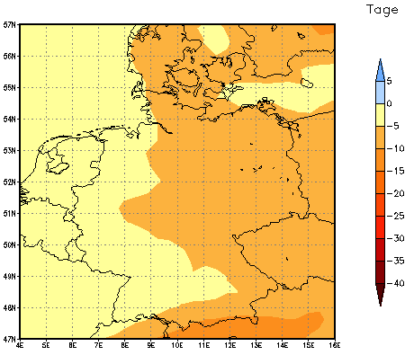 Gebietsmittel dieses Klimalaufs: -5 Tage