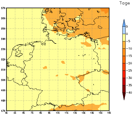 Gebietsmittel dieses Klimalaufs: -4 Tage