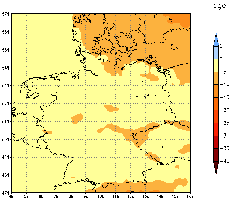 Gebietsmittel dieses Klimalaufs: -4 Tage