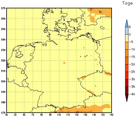 Gebietsmittel dieses Klimalaufs: -2 Tage