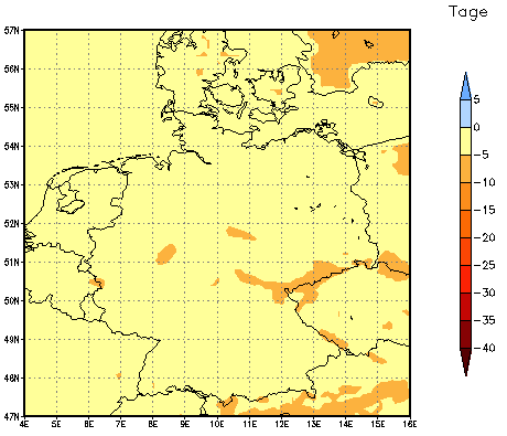 Gebietsmittel dieses Klimalaufs: -3 Tage