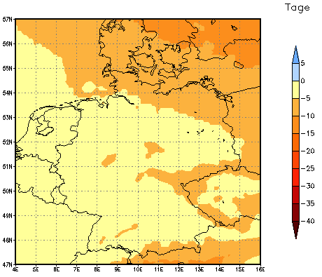 Gebietsmittel dieses Klimalaufs: -4 Tage