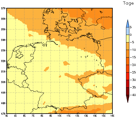 Gebietsmittel dieses Klimalaufs: -5 Tage