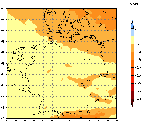 Gebietsmittel dieses Klimalaufs: -5 Tage