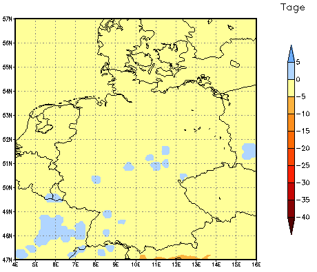 Gebietsmittel dieses Klimalaufs: -1 Tage