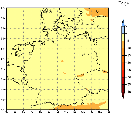 Gebietsmittel dieses Klimalaufs: -2 Tage