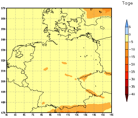 Gebietsmittel dieses Klimalaufs: -1 Tage