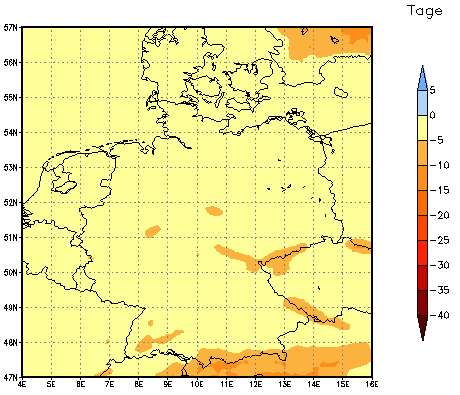 Gebietsmittel dieses Klimalaufs: -1 Tage