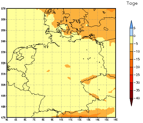 Gebietsmittel dieses Klimalaufs: -4 Tage