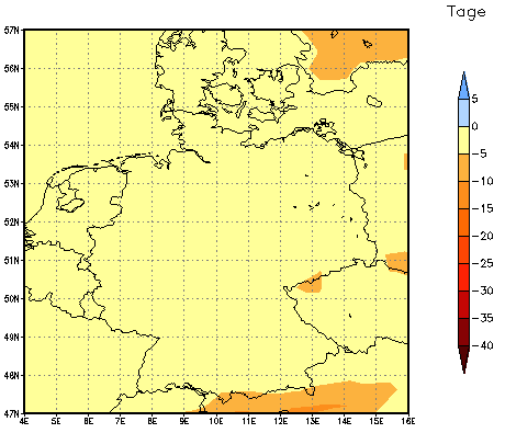 Gebietsmittel dieses Klimalaufs: -4 Tage