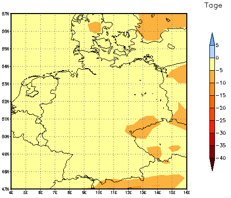 Gebietsmittel dieses Klimalaufs: -4 Tage