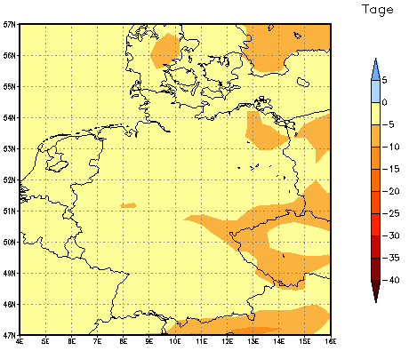 Gebietsmittel dieses Klimalaufs: -4 Tage