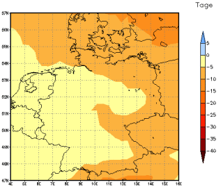 Gebietsmittel dieses Klimalaufs: -5 Tage