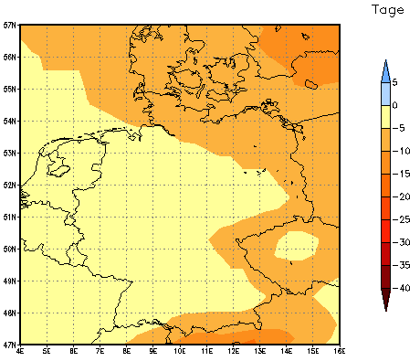 Gebietsmittel dieses Klimalaufs: -6 Tage