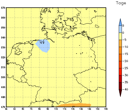 Gebietsmittel dieses Klimalaufs: -1 Tage