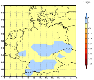Gebietsmittel dieses Klimalaufs: -1 Tage