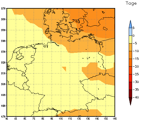 Gebietsmittel dieses Klimalaufs: -6 Tage