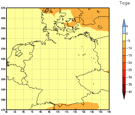 Gebietsmittel dieses Klimalaufs: -4 Tage