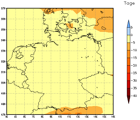 Gebietsmittel dieses Klimalaufs: -4 Tage