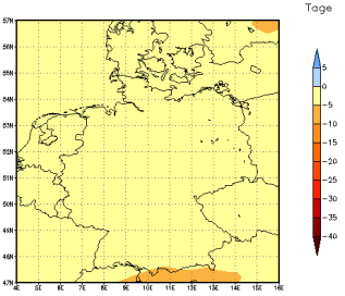 Gebietsmittel dieses Klimalaufs: -1 Tage
