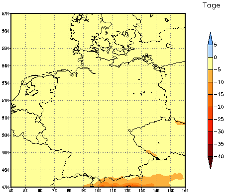 Gebietsmittel dieses Klimalaufs: -2 Tage