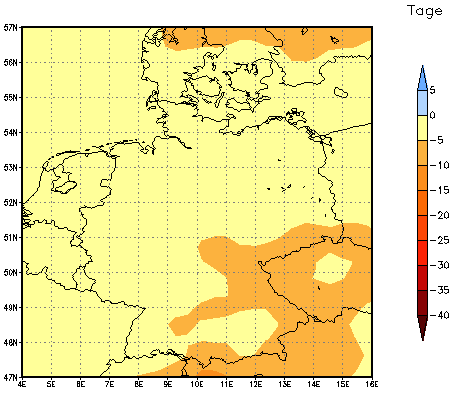 Gebietsmittel dieses Klimalaufs: -3 Tage