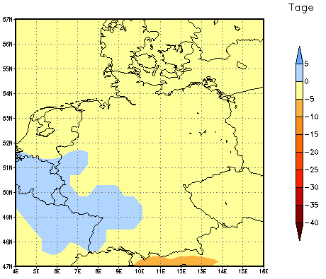 Gebietsmittel dieses Klimalaufs: -1 Tage