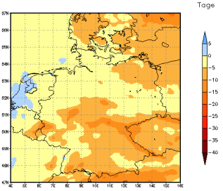 Gebietsmittel dieses Klimalaufs: -6 Tage