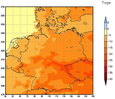 Gebietsmittel dieses Klimalaufs: -13 Tage