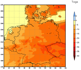 Gebietsmittel dieses Klimalaufs: -13 Tage