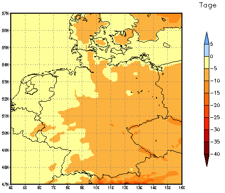 Gebietsmittel dieses Klimalaufs: -5 Tage