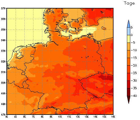 Gebietsmittel dieses Klimalaufs: -16 Tage