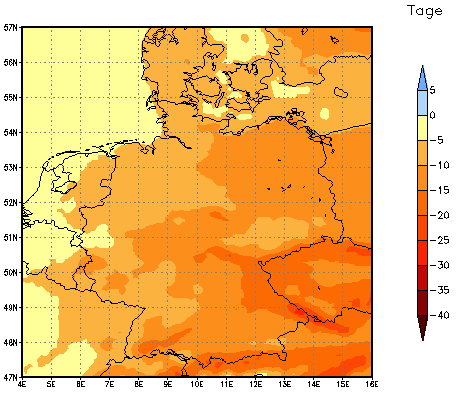 Gebietsmittel dieses Klimalaufs: -9 Tage