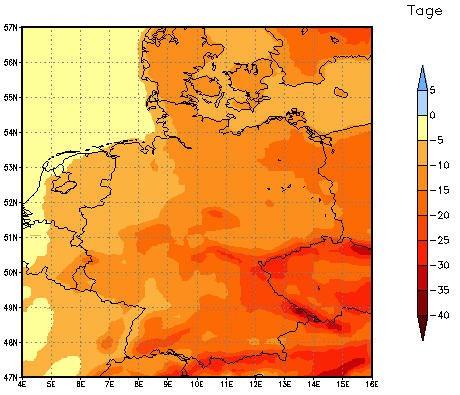 Gebietsmittel dieses Klimalaufs: -9 Tage