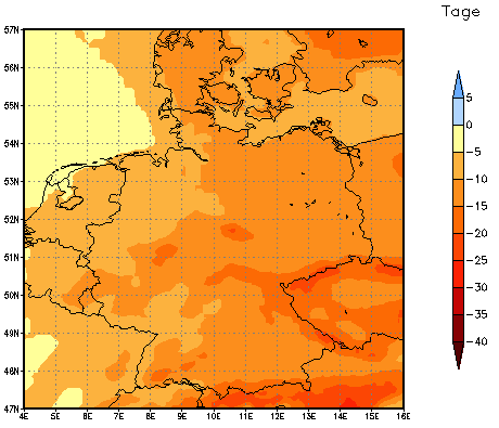 Gebietsmittel dieses Klimalaufs: -10 Tage