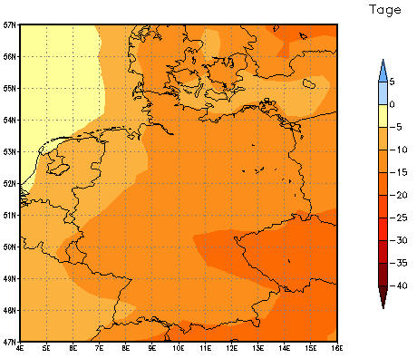 Gebietsmittel dieses Klimalaufs: -11 Tage