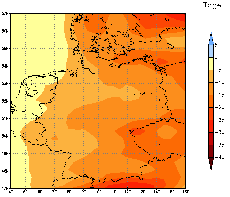 Gebietsmittel dieses Klimalaufs: -8 Tage