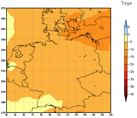 Gebietsmittel dieses Klimalaufs: -9 Tage