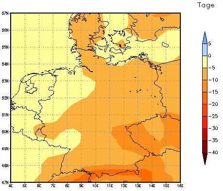Gebietsmittel dieses Klimalaufs: -6 Tage