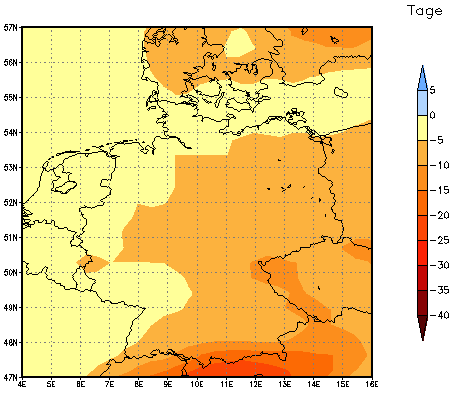 Gebietsmittel dieses Klimalaufs: -4 Tage