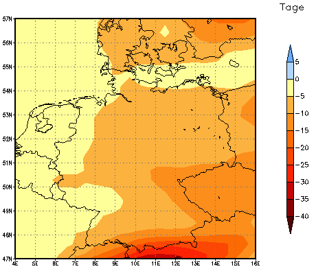 Gebietsmittel dieses Klimalaufs: -5 Tage