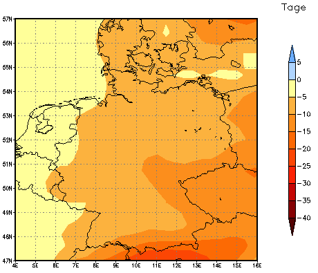 Gebietsmittel dieses Klimalaufs: -6 Tage